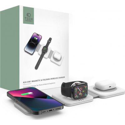 Tech-Protect QI15W-A24 3IN1 MAGNETIC MAGSAFE WIRELESS CHARGER bílá – Sleviste.cz