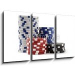 Obraz 3D třídílný - 90 x 50 cm - Casino Chips, Poker Chips Kasinové čipy, pokerové žetony – Sleviste.cz