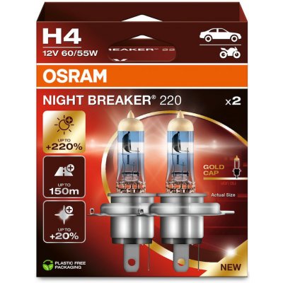 Osram 12V H4 60-55W P43t NightBreaker 220 +220%, sada (2 ks)