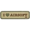 101 INC PVC 3D nášivka "I love Airsoft" - Coyote