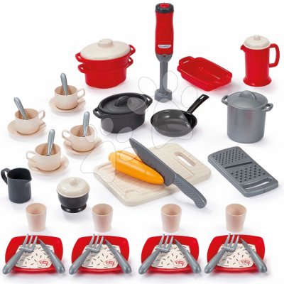 Écoiffier Kuchyňská sada s mixérem Dining Set 100% Chef s hrnci a krájecí prkénkem 49 doplňků od 18 měsíců – Zboží Dáma