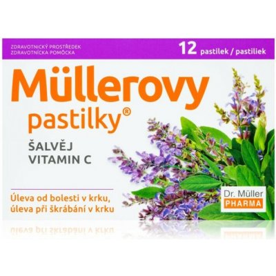 Dr. Müller Müllerovy pastilky se šalvějí a vitaminem C (krk) 12 pastilek