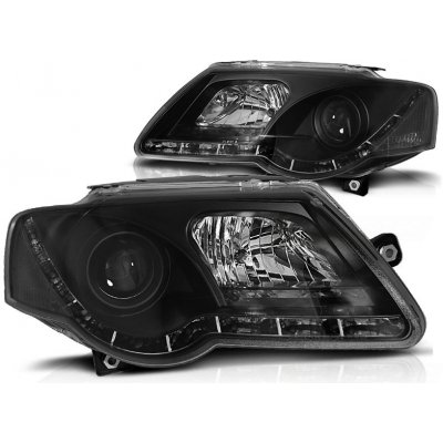 Tuning Tec Přední světla,s denním svícením VW PASSAT B6 3C 03.05-10 TRU DRL černé – Zboží Mobilmania