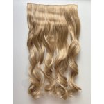 Vlasy clip in 130g - tmavé blond vlasové příčesky vlnité 50 cm
