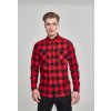 Pánská Košile Urban Classics SideZip Long Checked Flanell shirt černá červená