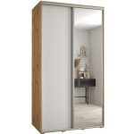 DobreSny Davos s posuvnými dveřmi a zrcadlem 140 cm dub artisan / bílá / stříbrné pojezdy – Sleviste.cz