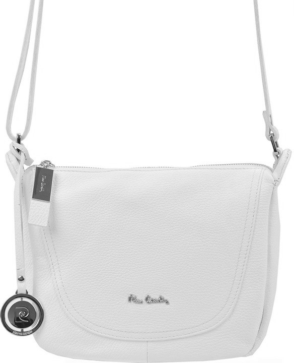 Pierre Cardin Značková středně velká kožená crossbody kabelka no. 21 bílá