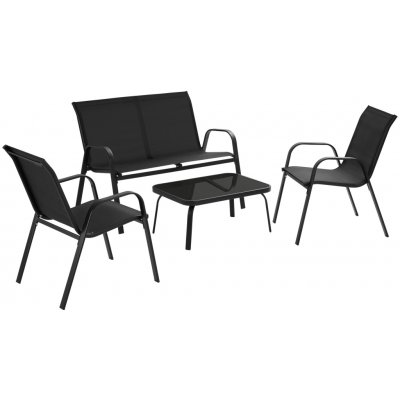 tectake 406166 sedací souprava nora pro 4 osoby, textilní tkanina - černá – Sleviste.cz