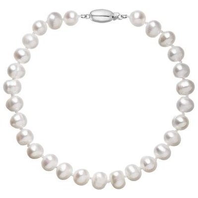 Evolution Group perlový náramek z říčních perel se zapínáním z bílého 14 karátového zlata 823001.1/9271B bílý