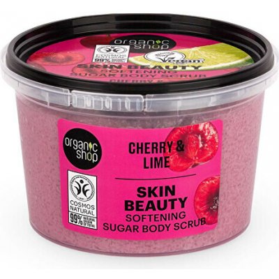 Organic Shop zjemňující cukrový tělový peeling třešeň a limetka 250 ml – Zboží Mobilmania