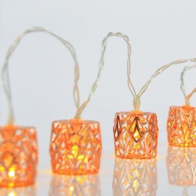 EUROLAMP Dekorativní osvětlení LED světelný řetěz se zlatými kovovými lucernami 10 ks teplá bílá 600-11268