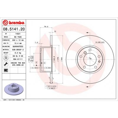 BREMBO Brzdový kotouč 08.5141.20