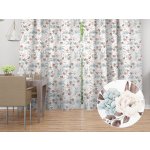 Biante Bavlněný závěs Sandra SA-451 Žluto-hnědo-mintové růže na bílém 150x240 cm – Sleviste.cz