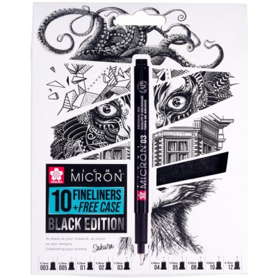 Sakura poxsdkb10 Edice v Černém Pigma Micron s pouzdrem 10 ks – Zboží Mobilmania