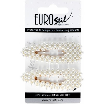 Ozdobné sponky pukačky s perličkami Eurostil Profesional - 7,5 cm, 2 ks (06935) – Zboží Mobilmania