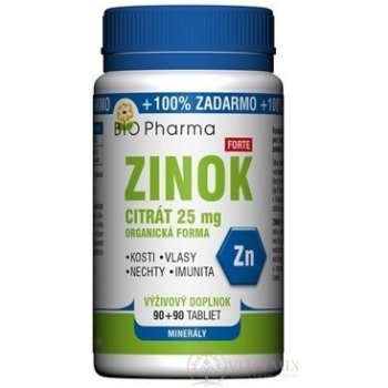 BIO-Pharma Zinek citrát Forte 25 mg 180 tablet