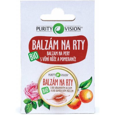 Purity Vision Pečující BIO balzám na rty s vůní růže a pomeranče 12 ml