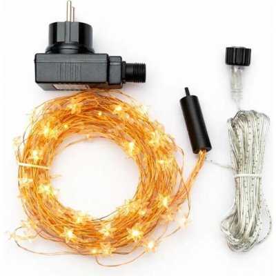 DECOLED LED světelný řetěz hvězdičky venkovní, 12× 1,5 m, teple bílá, 180 diod, měděný kabel IP44, vč. zdroje – Hledejceny.cz