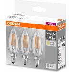 Osram 3PAK LED žárovka LED E14 B35 4W = 40W 470lm 2700K Teplá bílá 300° Filament – Zboží Živě