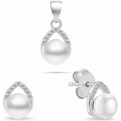 Brilio Silver Sofistikovaný stříbrný set šperků s perlami SET290W (náušnice, přívěsek) – Sleviste.cz