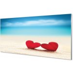 akrylový obraz Srdce červené písečné moře 100x50 cm – Hledejceny.cz