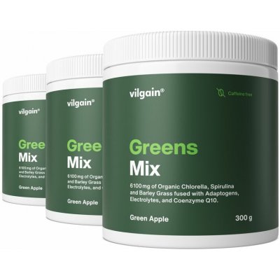 Vilgain Greens Mix 3× Zelené jablko bez kofeinu 300 g – Hledejceny.cz