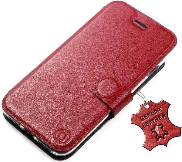 Pouzdro Mobiwear kožené flip Samsung Galaxy S21 FE - Tmavě červené - L_DRS