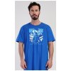 Pánské pyžamo Mountain pánská noční košile kr.rukáv modrá