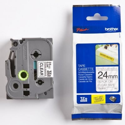 Páska Brother TZE-S151, 24mm, průsvitná/černá, adhezivní, laminovaná, délka 8m – Zboží Živě