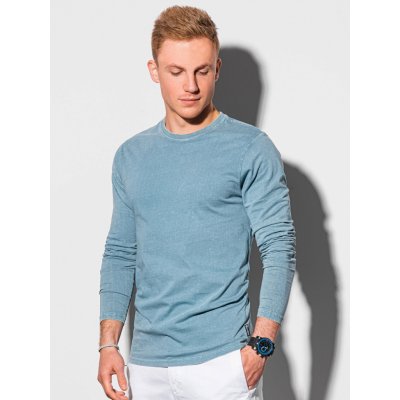 Ombre Clothing pánské basic tričko s dlouhým rukávem Konrad světle modrá L131