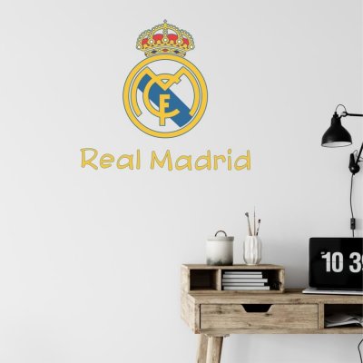 INSPIO Samolepka na zeď - Real Madrid lidé, sport a hudba, pro teenagery černá, modrá, žlutá, rudá, plnobarevný motiv rozměry 100x120 – Zboží Mobilmania