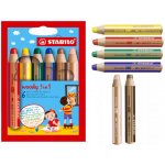 stabilo Barevné pastelky "Woody" 6 barev maxi 3v1 pastelky vodovka voskovka 20034 – Hledejceny.cz