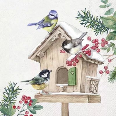 IHR Ideal Home Range ubrousek 33x33cm Budka s ptáčky v zimě – Zboží Dáma