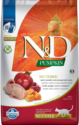 FARMINA N&D Pumpkin Quail & Pomegranate Cat Neutered krmivo pro kastrované kočky 10 kg