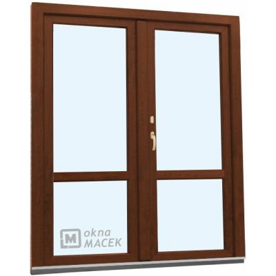 Kömmerling balkonové dveře 70 AD s příčkou pravé ořech/ořech 150 x 200 cm, O+OS klapačka oboustranná klika + FAB + hliníkový práh – Hledejceny.cz