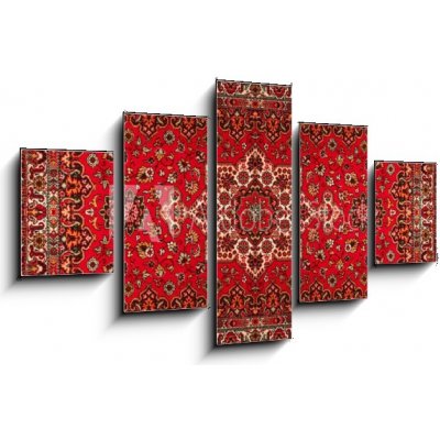 Obraz 5D pětidílný - 125 x 70 cm - Old Persian carpet with pattern. top view Starý perský koberec se vzorem. pohled shora – Zboží Mobilmania