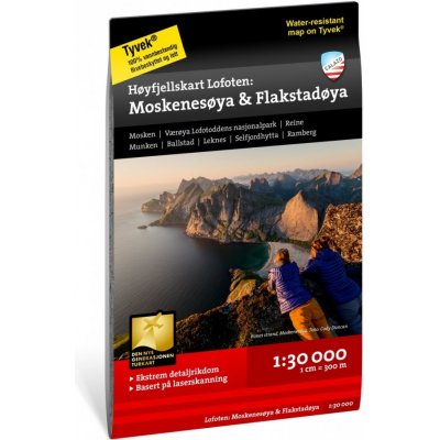Hoyfjellskart Lofoten: Moskenes - turistická mapa Lofoty 1:30 000 Norsko severní Norsko
