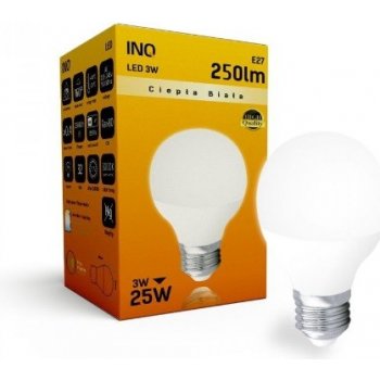 INQ LED žárovka , E27 ilum.3W P45, Teplá bílá