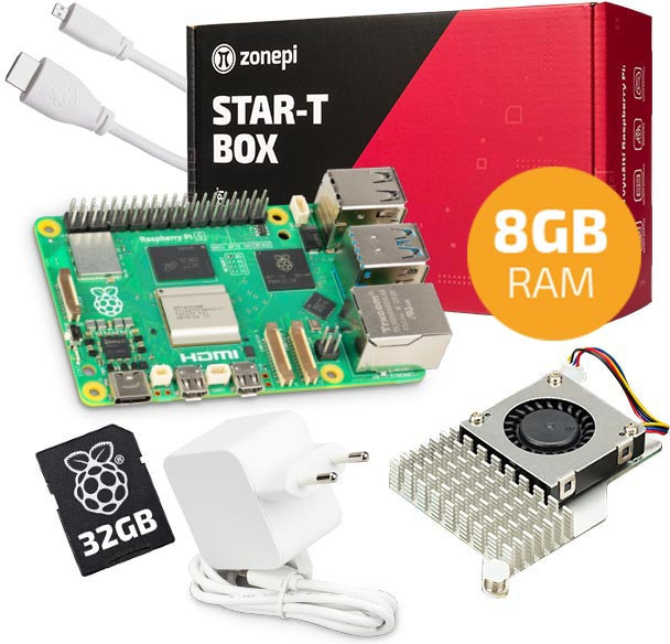 Zonepi oficiální sada s Raspberry Pi 5 (8GB RAM) + chladič + 32GB microSD + příslušenství 6510