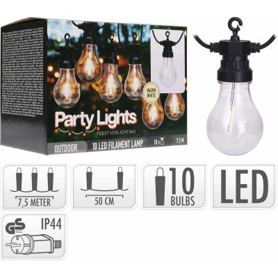 PROGARDEN Světelný řetěz LED PARTY 10 žárovek 7,5m KO-LE2100170 – Hledejceny.cz