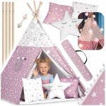 Nukido teepee stan pro děti se světly růžový s hvězdičkami – Sleviste.cz