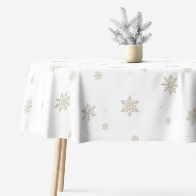 Goldea vánoční oválný ubrus 100% bavlněné plátno sněhové vločky na bílé 120x160 cm – Zboží Dáma