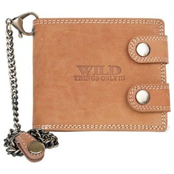 Wild Celá kožená peněženka s 50 cm dlouhým řetězem a karabinou