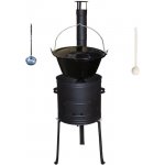 Kessel kotlík na guláš smalt 25 l kovová kotlina s vysokými nožičkami 42 cm poklice smalt 49 cm naběračka 350 ml a vařečka 50 cm – Sleviste.cz