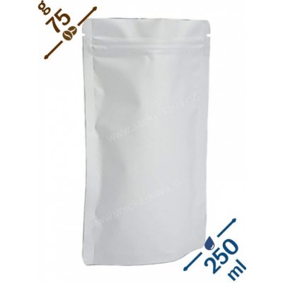 Sáčky na potraviny se ZIPem, 250ml, bílé (plast), 110x185x65, BOPP/PETmat/PE, 75g, Doypack – Zbozi.Blesk.cz