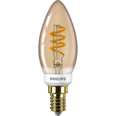 Philips LED žárovka E14 Vintage Classic svíčka B35 3,5-15W SRT4 2000K GOLD – Zboží Mobilmania