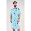 Pánské pyžamo Oceán pánská noční košile kr.rukáv azurová