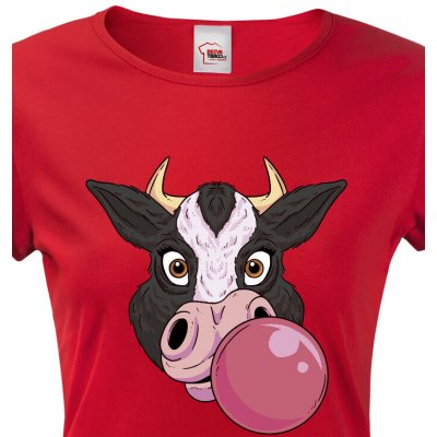 Dámské tričko Veselá kráva Červená – Zboží Mobilmania