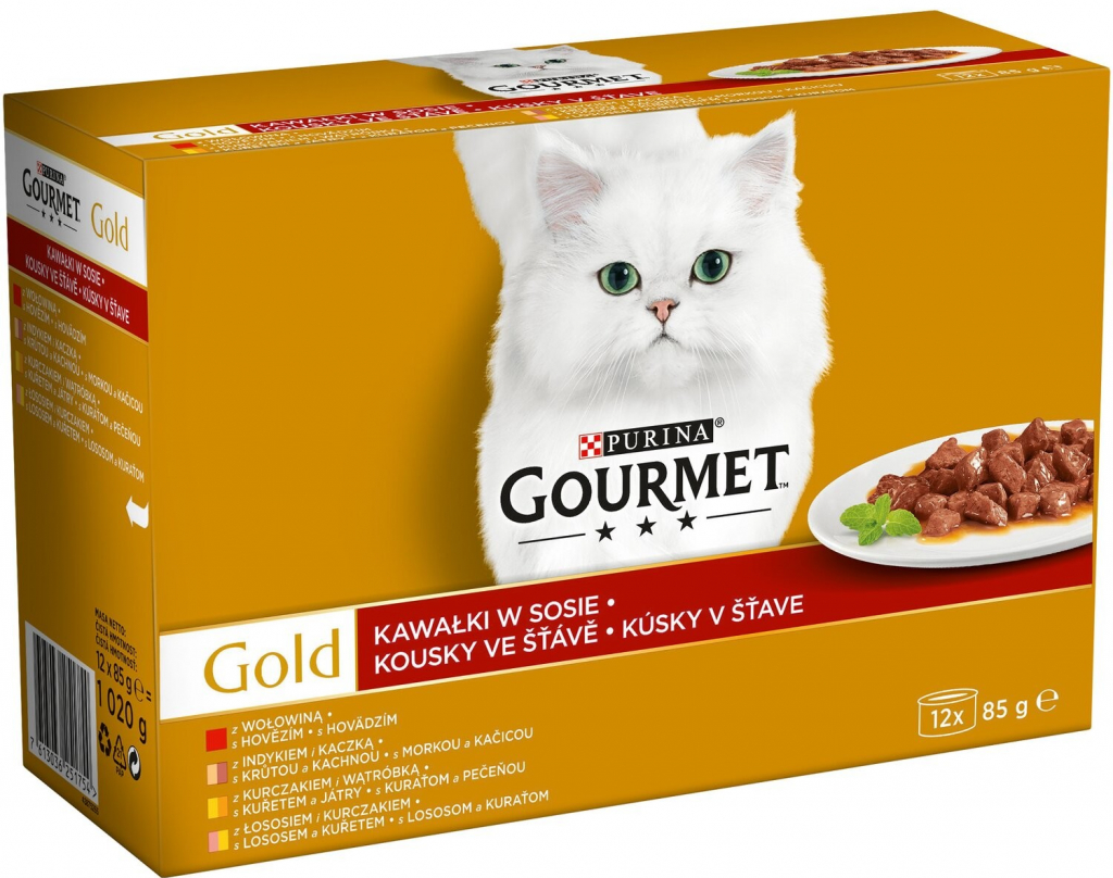 Gourmet Gold hovězí krůta losos kuře 12 x 85 g
