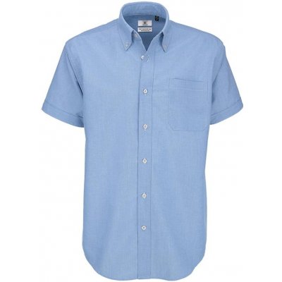 B&C Oxford košile pánská s krátkým rukávem světle modrá